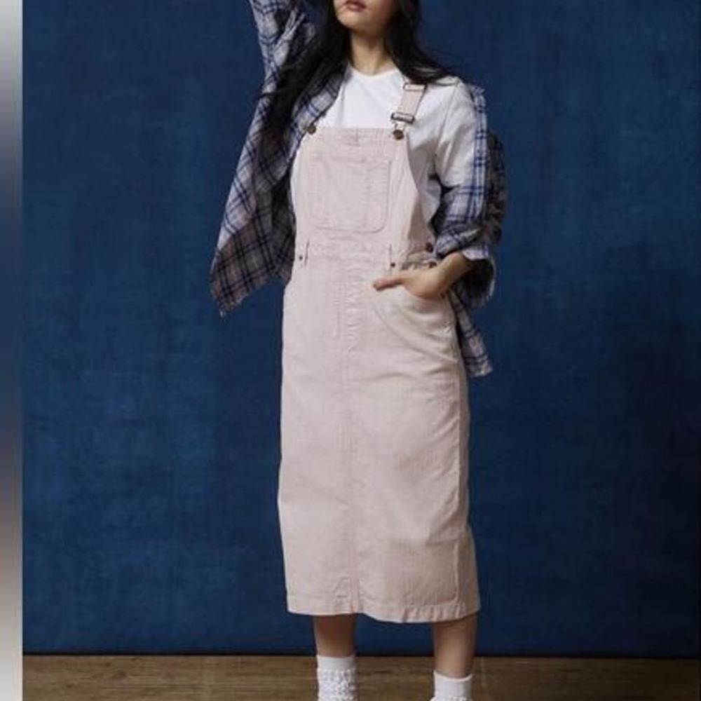 BDG Urban Outfitters Dani Maxi Pink Skirt overalls dress 100% Cotton Size Small